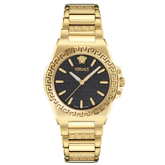 Versace Greca Reaction Black Guilloche Dial Gold-Tone Bracelet Watch 38mm - VE0D00525 1