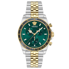 Versace Greca Chrono Green Sunray Dial Two-Tone Bracelet Watch 43mm - VE0H00425 1