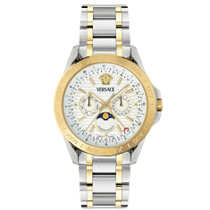 Versace V-Galaxy Moonphase White Guilloche Dial Two-Tone Bracelet Watch 43mm - VE0K00225 1