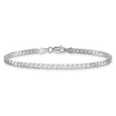 14k White Gold 2.9mm Beveled Curb Chain Bracelet 1