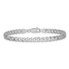 14k White Gold 4.75mm Beveled Curb Chain Bracelet 1