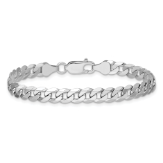 14k White Gold 6.25mm Beveled Curb Chain Bracelet 1