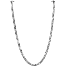14k White Gold 6.25mm Beveled Curb Chain Necklace 1
