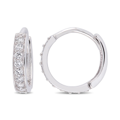 Child's 1/10ctw Diamond 14k White Gold Huggie Hoop Earrings 1