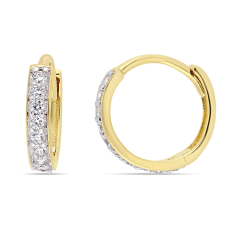 Child's 1/10ctw Diamond 14k Yellow Gold Huggie Hoop Earrings 1