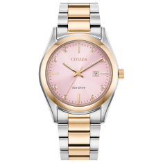 Citizen Eco-Drive Sport Luxury Diamond Pink Dial Two-Tone Watch 33mm - EW2706-58X 1