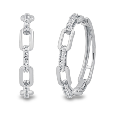 Created White Sapphire Chain Hoop Earrings 1