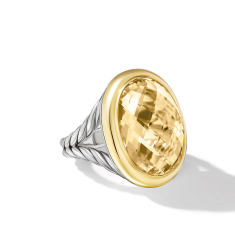 David Yurman Albion Oval Ring in Sterling Silver with 18K Yellow Gold and Champagne Citrine, 21mm 1