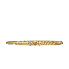 David Yurman Buckle Bracelet in 18k Yellow Gold with Pave Diamonds, 2.6mm - Extra Small 1