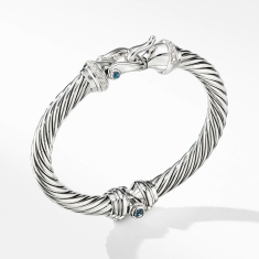 David Yurman Cable Buckle Bracelet with Hampton Blue Topaz and Diamonds, 7mm 1