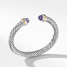 David Yurman Cable Classic Collection Bracelet with Amethyst and 14k Yellow Gold, 7mm 1