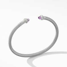 David Yurman Cable Classic Collection Bracelet with Amethyst and Diamonds, 4mm 1