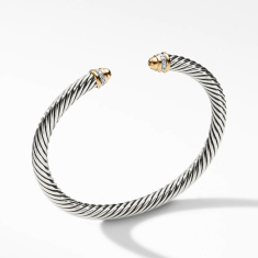 David Yurman Cable Classic Collection Bracelet with Diamonds and 18k Yellow Gold, 5mm 1