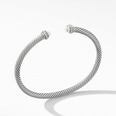 David Yurman Classic Cable Bracelet in Sterling Silver with Pearls and Diamonds, 4mm 1