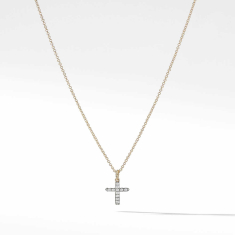 David Yurman Cable Collectibles Cross Necklace with Diamonds in 18k Gold 1