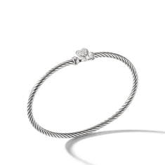 David Yurman Cable Collectibles Heart Bracelet with Pave Diamonds | 3mm 1