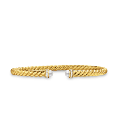 David Yurman Cablespira Flex Bracelet in 18K Yellow Gold with Pearls and Diamonds, 4mm 1