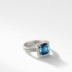 David Yurman Chatelaine Pave Bezel Ring with Hampton Blue Topaz and Diamonds, 9mm 1