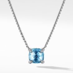 David Yurman Chatelaine Pendant Necklace with Blue Topaz and Diamonds 1