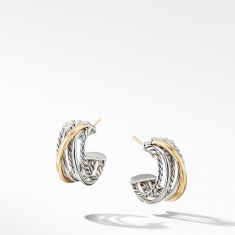 David Yurman Crossover Collection Huggie Hoop Earrings with 18k Yellow Gold 1