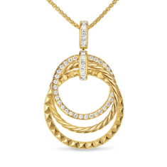 David Yurman Crossover Trio Pendant Necklace in 18K Yellow Gold with Diamonds 24mm 1