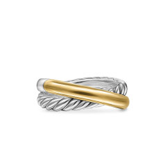 David Yurman Crossover Two Row Ring in Sterling Silver with 14K Yellow Gold, 7.5mm 1