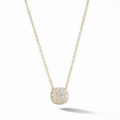 David Yurman Cushion Stud Pendant Necklace in 18k Yellow Gold with Pave Diamonds 1
