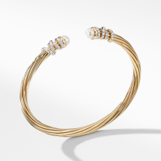 David Yurman Helena End Station Bracelet in 18k Yellow Gold with Pearls and Diamonds - Medium 1