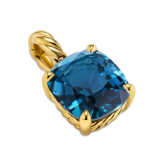 David Yurman Marbella 18K Yellow Gold with Hampton Blue Topaz 12mm Pendant 1