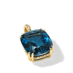 David Yurman Marbella Pendant in 18K Yellow Gold with Hampton Blue Topaz 22mm 1