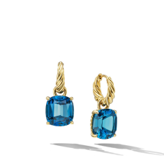 David Yurman Marbella 18K Yellow Gold with Hampton Blue Topaz 25mm Drop Earrings 1