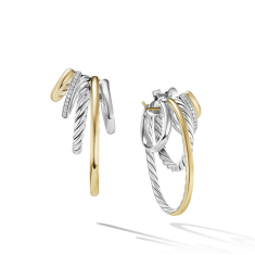 David Yurman Mercer Multi Hoop Earrings in Sterling Silver with 18K Yellow Gold and Diamonds 37.5mm 1