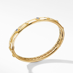 David Yurman Modern Renaissance Bracelet in 18k Yellow Gold with Blue Sapphires and Diamonds, 7mm - Medium 1