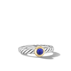David Yurman Petite Cable Ring in Sterling Silver with 14K Yellow Gold and Lapis Lazuli, 2.8mm 1