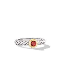 David Yurman Petite Cable Ring in Sterling Silver with 14K Yellow Gold and Rhodolite Garnet, 2.8mm 1