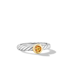 David Yurman Petite Cable Sterling Silver with 14K Yellow Gold and Citrine 2.8mm Ring 1