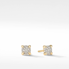 David Yurman Petite Chatelaine Stud Earrings in 18K Yellow Gold with Diamonds 1