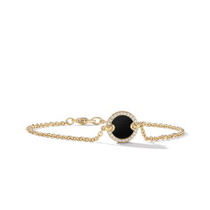 David Yurman Petite DY Elements Center Station Chain Bracelet in 18K Yellow Gold with Black Onyx and Pave Diamonds 1