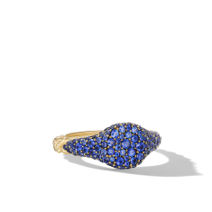 David Yurman Petite Pave Pinky Ring in 18K Yellow Gold with Sapphires 7mm 1
