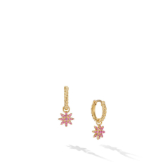 David Yurman Petite Starburst Drop Earrings in 18K Yellow Gold with Pink Sapphires 18.1mm 1