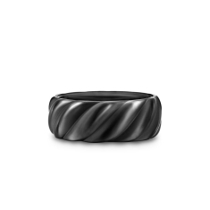 David Yurman Sculpted Cable Band Ring in Black Titanium, 9mm 1