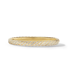 David Yurman Sculpted Cable Bangle Bracelet in 18K Yellow Gold with Diamonds | 6.2mm 1