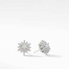 David Yurman Starburst Small Stud Earrings in 18k White Gold with Pave Diamonds 1
