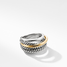 David Yurman Crossover Ring in Sterling Silver with 14K Yellow Gold, 14.7mm 1