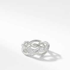 David Yurman DY Wisteria Band Ring in Platinum with Diamonds, 7.3mm 1