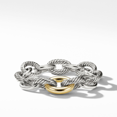 David Yurman Oval Link Chain Bracelet with 18k Yellow Gold, 19mm 1