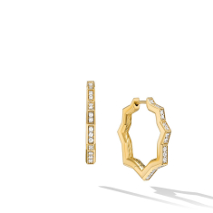 David Yurman Zig Zag Stax Hoop Earrings in 18K Yellow Gold with Diamonds 22.8mm 1