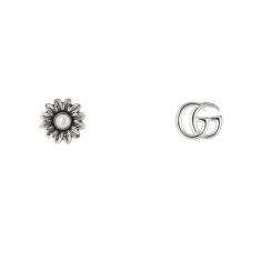 Gucci GG Marmont Double G Flower Stud Sterling Silver Earrings 1