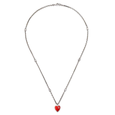 Gucci Interlocking G Red Enamel Heart Necklace 1