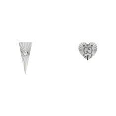 Gucci White Gold Icon Heart and Triangle Asymmetric Earrings 1